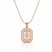 Pave Set Diamond Halo Radiant Cut Solitaire Pendant in 18k Rose Gold 0.61Ct - javda.com 