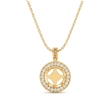 Pre-Set Pave Set Halo Round Diamond Pendant in 18k Yellow Gold 0.6Ct - javda.com 