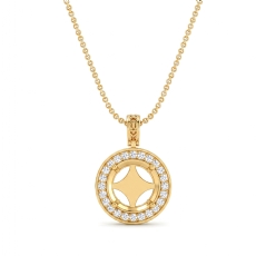 Pre-Set Pave Set Halo Round Diamond Pendant in 14k Gold Yellow  (0.6Ct. tw.)