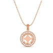 Pre-Set Pave Set Halo Round Diamond Pendant in 14k Rose Gold 0.6Ct - javda.com 
