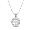 Pre-Set Pave Set Halo Round Diamond Pendant in 14k White Gold 0.6Ct - javda.com 