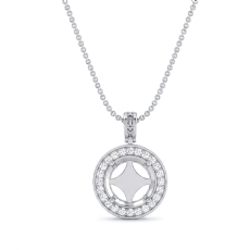 Pre-Set Pave Set Halo Round Diamond Pendant in 14k White Gold 0.60ct