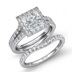 Bridal Split Shank Halo diamond  14k Gold White