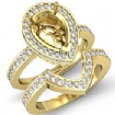 1.55Ct Diamond Pear Wedding Band Semi Mount Ring 18k Gold Yellow Bridal Setting