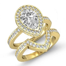 Circa Halo Bridal Set diamond Ring 18k Gold Yellow