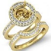 1.2Ct Diamond Round Wedding Band Semi Mount Ring 14k Gold Yellow Bridal Setting