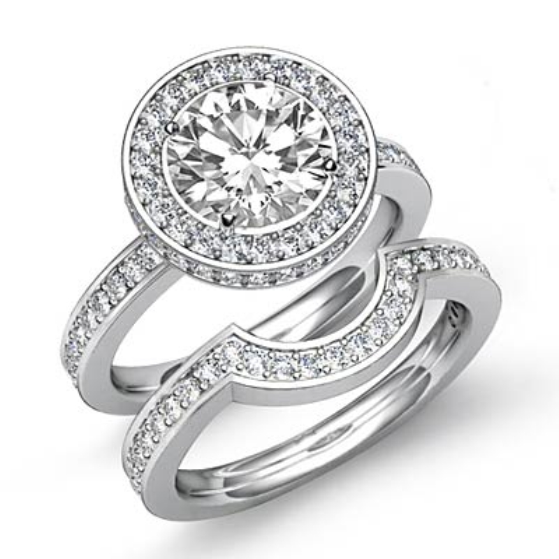 Classic Circa Halo Bridal Set diamond Ring 14k Gold White