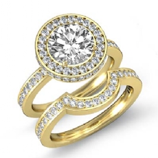 Classic Circa Halo Bridal Set diamond Ring 18k Gold Yellow