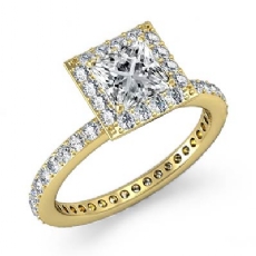 Halo Pave Setting Eternity diamond Ring 14k Gold Yellow