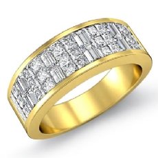 Princess Baguette Invisible Diamond Women Wedding Band 14k Gold Yellow  (1.5Ct. tw.)