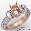 Three 3 Stone Cushion Diamond Engagement Ring 14k Rose Gold Semi Mount 2.25Ct - javda.com 