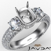 Three 3 Stone Cushion Diamond Engagement Ring Platinum 950 Semi Mount 2.25Ct - javda.com 