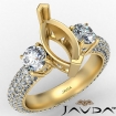 Three 3 Stone Marquise Diamond Engagement Ring 18k Yellow Gold Semi Mount 2.25Ct - javda.com 