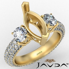 Three 3 Stone Marquise Diamond Engagement Ring 14k Gold Yellow Semi Mount  (2.25Ct. tw.)