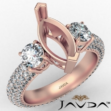 Three 3 Stone Marquise Diamond Engagement Ring 14k Rose Gold Semi Mount  (2.25Ct. tw.)