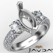 Three 3 Stone Marquise Diamond Engagement Ring 14k White Gold Semi Mount 2.25Ct - javda.com 