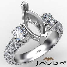 Three 3 Stone Marquise Diamond Engagement Ring 14k White Gold Semi Mount 2.25Ct