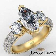Claw Prong 3 Stone Eternity diamond Ring 18k Gold Yellow