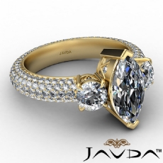 Claw Prong 3 Stone Eternity diamond Ring 14k Gold Yellow