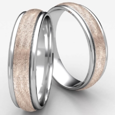 Swirl Finish Center Polish Edge 2 Tone Gold Wedding Band Men