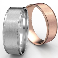 Satin Milgrain Rivet Edge Men's 14k Rose Gold Wedding Band