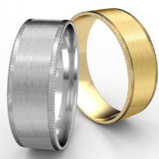Satin Milgrain Rivet Edge Men's 14k Gold Yellow Wedding Band