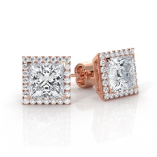 Halo Princess Lab grown Diamond Claw Prong IGI Certified 14k Rose Gold  (3.26Ct. tw.)