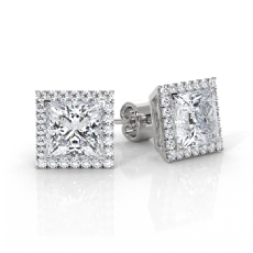 Halo Princess Lab grown Diamond Claw Prong IGI Certified 14k White Gold 3.26ctw