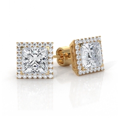 Halo Princess Lab grown Diamond Claw Prong IGI Certified 18k Gold Yellow  (3.26Ct. tw.)