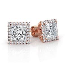 Claw Prong Halo Princess Lab grown Diamond IGI Certified 14k Rose Gold  (4.31Ct. tw.)