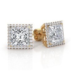 Claw Prong Halo Princess Lab grown Diamond IGI Certified 18k Gold Yellow  (5.36Ct. tw.)