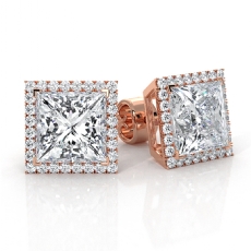 Women Halo Princess Lab grown Diamond Claw Prong IGI Certified 14k Rose Gold  (6.36Ct. tw.)