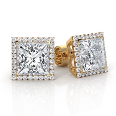 Women Halo Princess Lab grown Diamond Claw Prong IGI Certified 18k Gold Yellow  (6.36Ct. tw.)