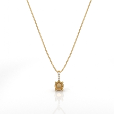 Prong Set Solitaire Round Semi Mount Diamond Bail Pendant 14k Gold Yellow  (0.03Ct. tw.)