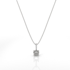 Prong Set Solitaire Round Semi Mount Diamond Bail Pendant 14k White Gold 0.03ct