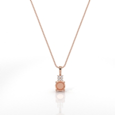 Claw Prong Round Cut Semi Mount Bail Pendant in 18k Rose Gold  Accents (0.04Ct. tw.)