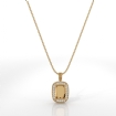 Pave Set Round Diamond Cushion Halo Solitaire Pendant in 14k Yellow Gold 0.57Ct - javda.com 