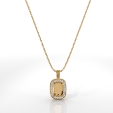Pave Set Round Diamond Cushion Halo Solitaire Pendant in 18k Gold Yellow  (0.57Ct. tw.)