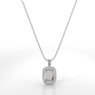 Pave Set Round Diamond Cushion Halo Solitaire Pendant in 14k White Gold 0.57Ct - javda.com 