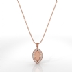 Pave Set Halo Round Diamond Marquise Solitaire Pendant in 18k Rose Gold 0.63Ct - javda.com 