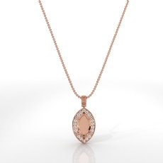 Pave Set Halo Round Diamond Marquise Solitaire Pendant in 14k Rose Gold  (0.63Ct. tw.)