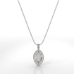 Pave Set Halo Round Diamond Marquise Solitaire Pendant in 14k White Gold 0.63Ct - javda.com 