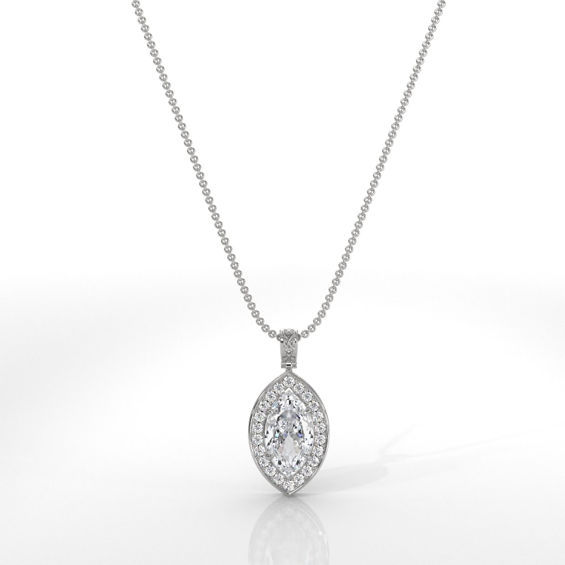  diamond Pendant 14k Gold White