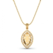 Pave Set Halo Round Diamond Marquise Solitaire Pendant in 18k Yellow Gold 0.63Ct - javda.com 