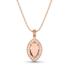 Pave Set Halo Round Diamond Marquise Solitaire Pendant in 18k Rose Gold  (0.63Ct. tw.)