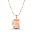 Pave Set Round Diamond Cushion Halo Solitaire Pendant in 18k Rose Gold 0.57Ct - javda.com 
