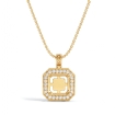 Round Pave Set Diamond Solitaire Pendant for Asscher Cut 14k Yellow Gold 0.57Ct - javda.com 