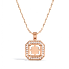 Round Pave Set Diamond Solitaire Pendant for Asscher Cut 14k Rose Gold  (0.57Ct. tw.)