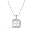Round Pave Set Diamond Solitaire Pendant for Asscher Cut 14k White Gold 0.57Ct - javda.com 