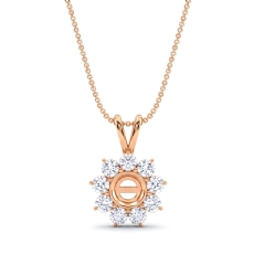 Flower Cluster Round Cut Semi Mount Double Bail Pendant in 18k Rose Gold  (0.44Ct. tw.)